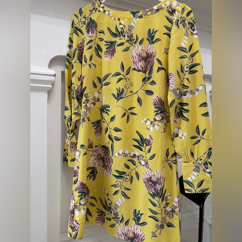 LOFT Yellow Floral Print Dress